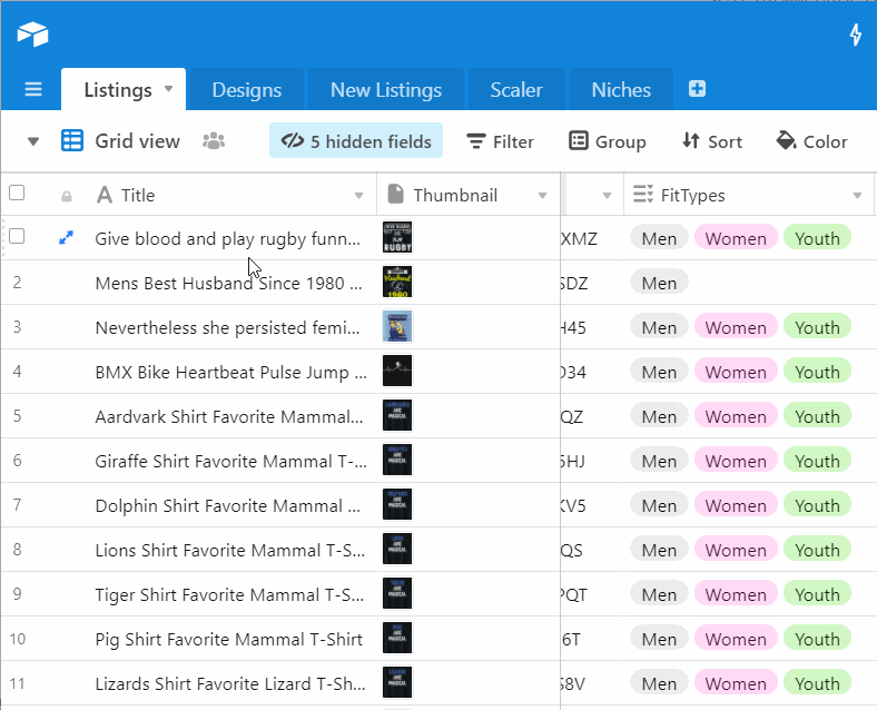 Merch by Amazon Airtable Integration for Organizing Products