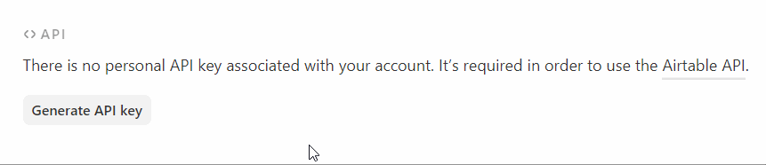 Generate Airtable API Key