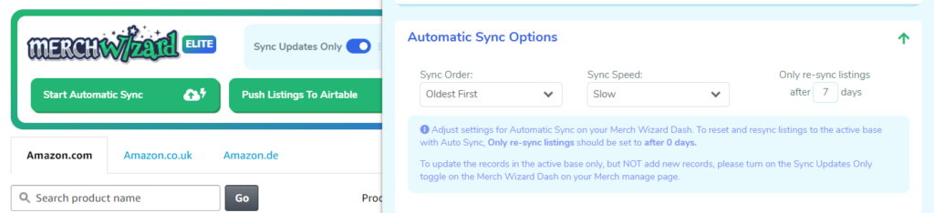 automatically sync your merch by amazon listings